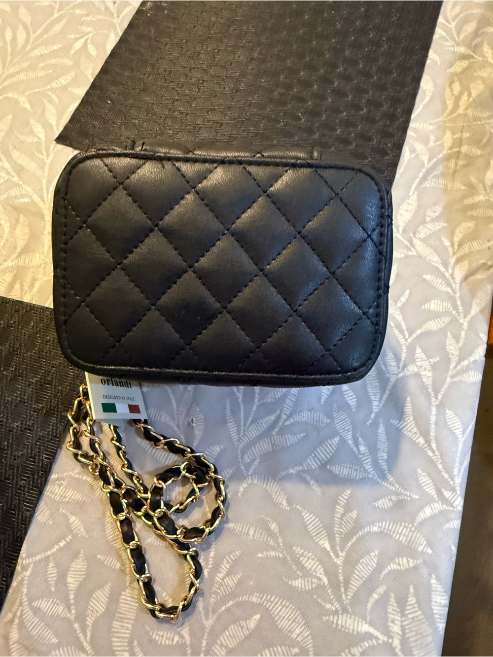 Valentino Orlandi Black Quilted Mini Chain-Handle Crossbody - Picture 4 of 4